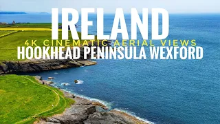 Stunning Aerial Cinematic Drone Footage of Hookhead Peninsula, Wexford, Ireland .