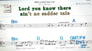 When a blind man cries/Deep purple💋노래방, 가라오케, 코드 큰 악보,반주,가사💖Karaoke, Sheet Music, Chord, MR