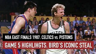 Throwback NBA East Finals 1987. Celtics vs Pistons Game 5 Full highlights. Bird 36 pts and STEAL HD