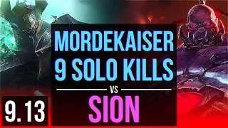 MORDEKAISER vs SION (TOP) | 4 early solo kills, 9 solo kills, Legendary | EUW Grandmaster | v9.13