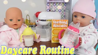 Baby Born doll Daycare Morning Routine Feeding and changing baby doll