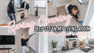 DEEP CLEANING MY LIVING ROOM // *NEW* SPRING CLEAN WITH ME - March 2020 - *FREE* Printable Checklist