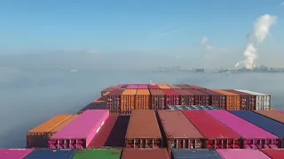 Misty arrival into Rotterdam after 2 weeks sailing.