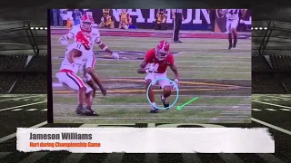 Jameson Williams leg injury from National Title game