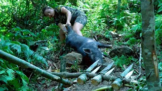 Full video: 100 days, survival alone, fierce black panther attack, skillful hunting of wild boar