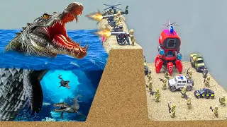 Crocodile Fight - The Strongest Crocodile Battle With Lego People Army Caused Tsunamis And Floods