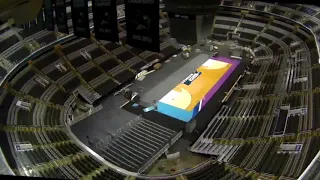 Timelapse: Shark Tank transformed from hockey rink to basketball court