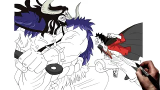 How To Draw Luffy Vs Kaido | Step By Step | One Piece 1000 Eps!!!