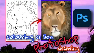 drawing a realistic lion on Adobe photoshop | photoshop drawing | Digital drawing | smudge tool