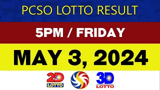 Lotto Result Today MAY 3 5pm Ez2 Swertres 2D 3D 4D 6/45 6/58 PCSO