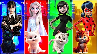 Wednesday Addams 🆚 Elsa - Frozen 🆚 Mavis Dracula 🆚 Miraculous LadyBug 🎶 Tiles Hop EDM Rush