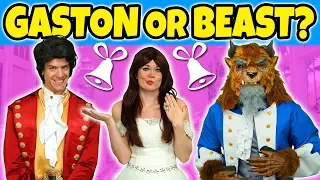 BELLE MARRY BEAST OR GASTON? (With Disney Princesses Elsa, Anna, Tiana and Rapunzel) Totally TV