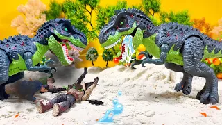 Dinosaurs Attack Trucks And Eat Animals | Toy Car Story