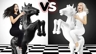 BLACK VS WHITE COLOR CHALLENGE || Using Only One Color for 24 Hours by RATATA!