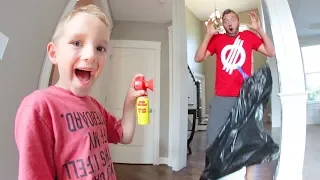 6 Year Old  Scares Dad With AIR HORN PRANK!