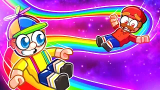 Sliding 4,116,972 MPH on a RAINBOW in Roblox!