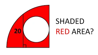 Geometry: Calculating the Area of Shaded Red Region | Circle Inside Quarter Circle