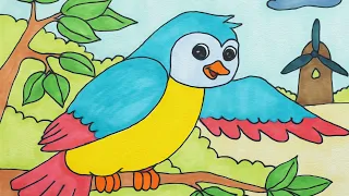 How to color a bird / Let's color together /