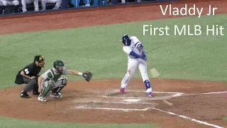 Vladdy Guerrero Jr First MLB Hit Double to Right Field 9th Inning April 26, 2019