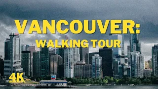 Walking tour after Rain, Downtown Vancouver, Canada. Fall autumn season 4K Immersive Binaural Sounds