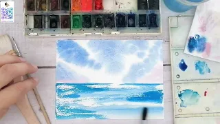Как нарисовать Море акварелью быстро и красиво