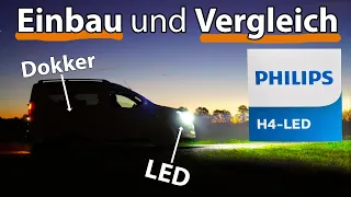 LED Lampen im Dacia DOKKER 💡 Philips H4 LED Einbau und Vergleich. Helleres Abblendlicht + Fernlicht