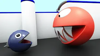 Red Pacman vs Black Chain Chomp Monster Pacman