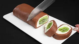 Kiwi Roll Dessert in 5 Minuten! Sie werden staunen! Gesundes und leckeres Rezept in 5 Minuten