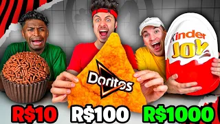 QUEM FAZ A MELHOR COMIDA GIGANTE COM R$10, R$100, R$1000! - Desafio