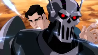 Superman vs Brainiac robot fight scene