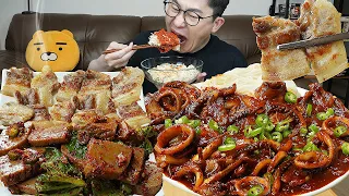 ASMR MUKBANGㅣSpicy Stir-fried Squid & Pork Belly & Acorn Jelly SaladㅣEATING SHOW