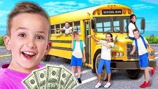 Living in a SCHOOL BUS for 24 HOURS CHALLENGE!!