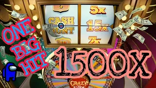 Crazy time big win 15X multiplier 1500X cash hunt @CasinhadaSabrina @50XBonushunt