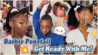 DIY BARBIE PONY🌺90s Inspired Ponytail w/ Flips |Ombre Pink Color Sleek On Natural Hair Ft.@UlaHair