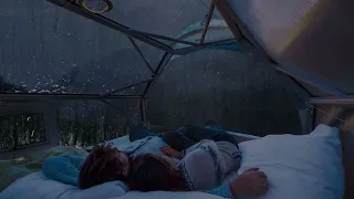 Eliminate sleep tension immediately with the sound of rain and thunder in the tent at night | ASMR