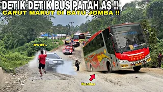 BROKEN ROAD CHAOS IS INEVITABLE !! Bus Broken Axle, Many Cars Slumped on the Uphill - Batu Jomba