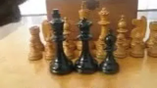 Vintage W T  Pinney Staunton Club Size Liberty Chess Set with Original Box 4 Kings circa 1940s