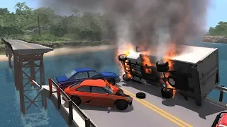 Collapsing Bridge Pileup Crashes 21 | BeamNG.drive