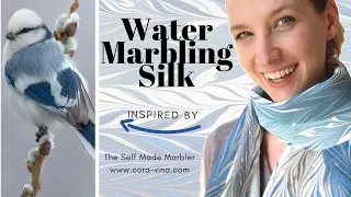 How To Water Marble A Bird Inspired Scarf - Marbling Silk with Acrylic Paints.