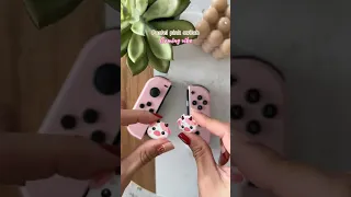 Pink switch joycon aesthetic with pink cow thumb grips!