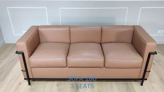 180 three-seats sofa - Design sofa with leather cover and chromed metal structure