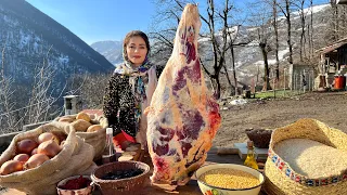 Cooking Big Cow Leg and Onions to Make Delicious Gheyme Stew ♧ Country Cooking