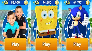 Tag with Ryan SpongeBob vs Sonic Dash vs CKN Toys Car Hero Run All Characters Unlocked