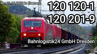 120 120-1 & 120 201-9 der Bahnlogistik24 GmbH Dresden in Eisenach. (01.10.2022)