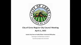 April 11, 2022 Regular City Council Meeting