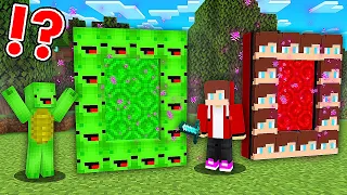 JJ and Mikey Portals Challenge in Minecraft - Maizen