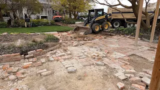 First Day of Sidewalk & Brick Patio Demo + Planting a Birch Tree! 🌿💪🙌 // Garden Answer