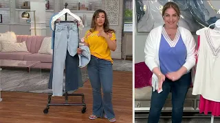 Denim & Co. Canyon Retreat Easy Stretch Double Waist Flare Leg Jean on QVC