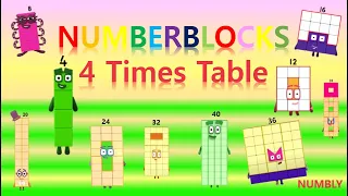 LEARN 4 TIMES TABLE - NUMBLY STUDY (with numberblocks) | MULTIPLICATION | LEARN TO COUNT