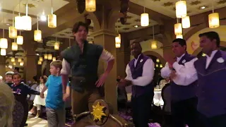 Waiters dancing, Rapunzel's Royal Table, Disney Magic April 2018